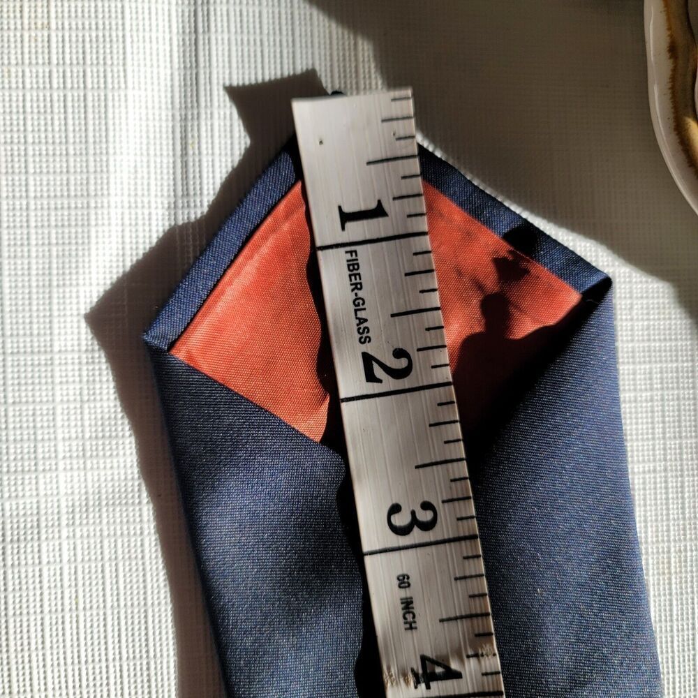 Yves Saint Laurent Vintage Blue Solid Neck Tie With YSL Red Embroidered Logo - Picture 7 of 8